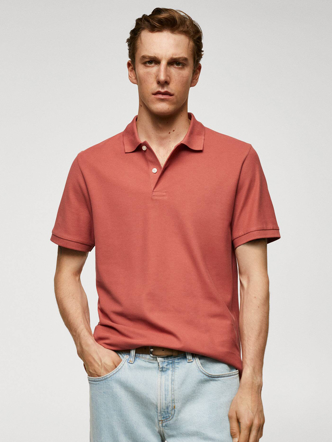 

MANGO MAN Polo Collar T-shirt, Rust