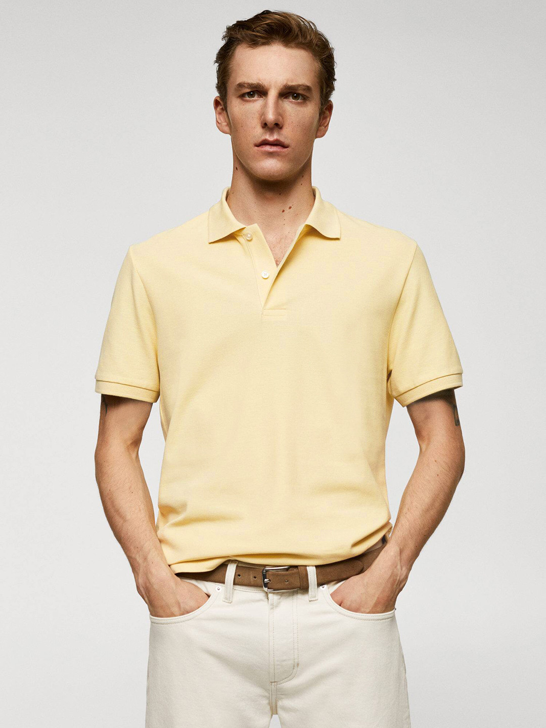 

MANGO MAN Polo Collar T-shirt, Yellow