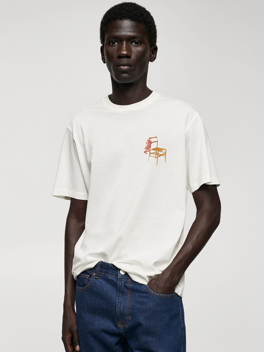 

Adriana Eskenazi x MANGO MAN Typography Printed Pure Cotton T-shirt, White