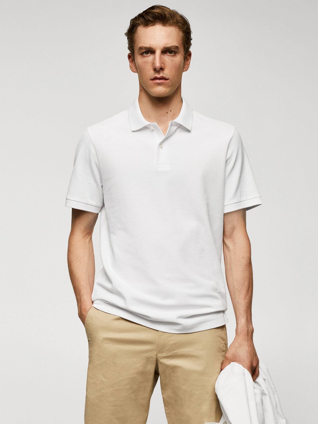 

MANGO MAN Polo Collar T-shirt, White