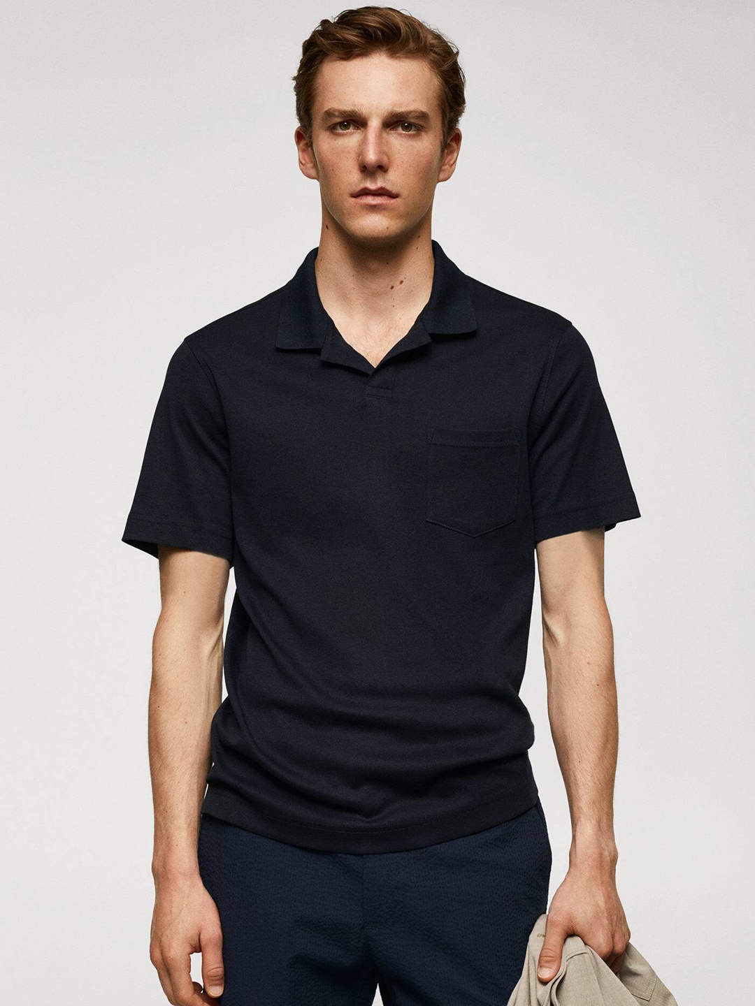 

MANGO MAN Polo Collar Pure Cotton Slim Fit T-shirt, Black