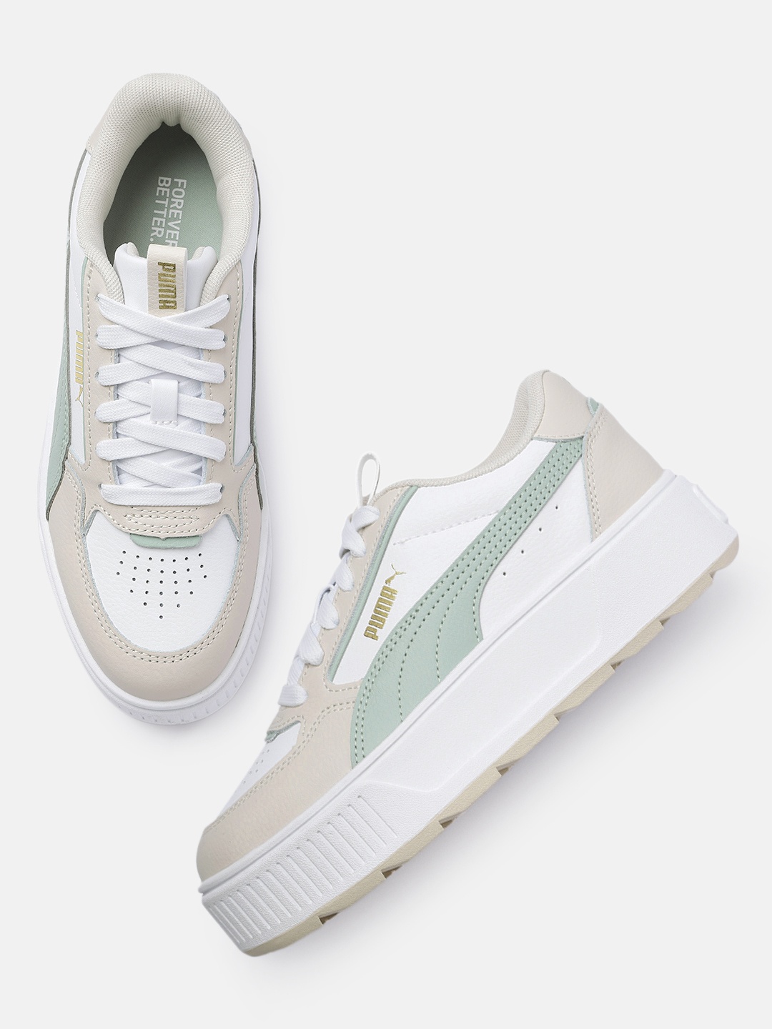 

Puma Women Perforated Leather Sneakers, White