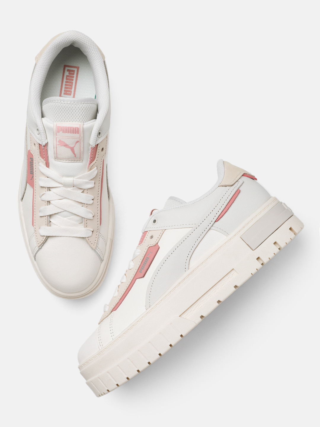 

Puma Women Mayze Crashed PRM Leather Sneakers, Off white