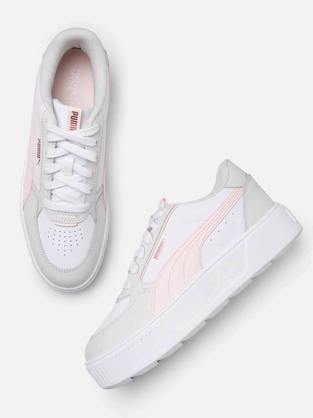

Puma Women Karmen Rebelle Perforated Leather Sneakers, White