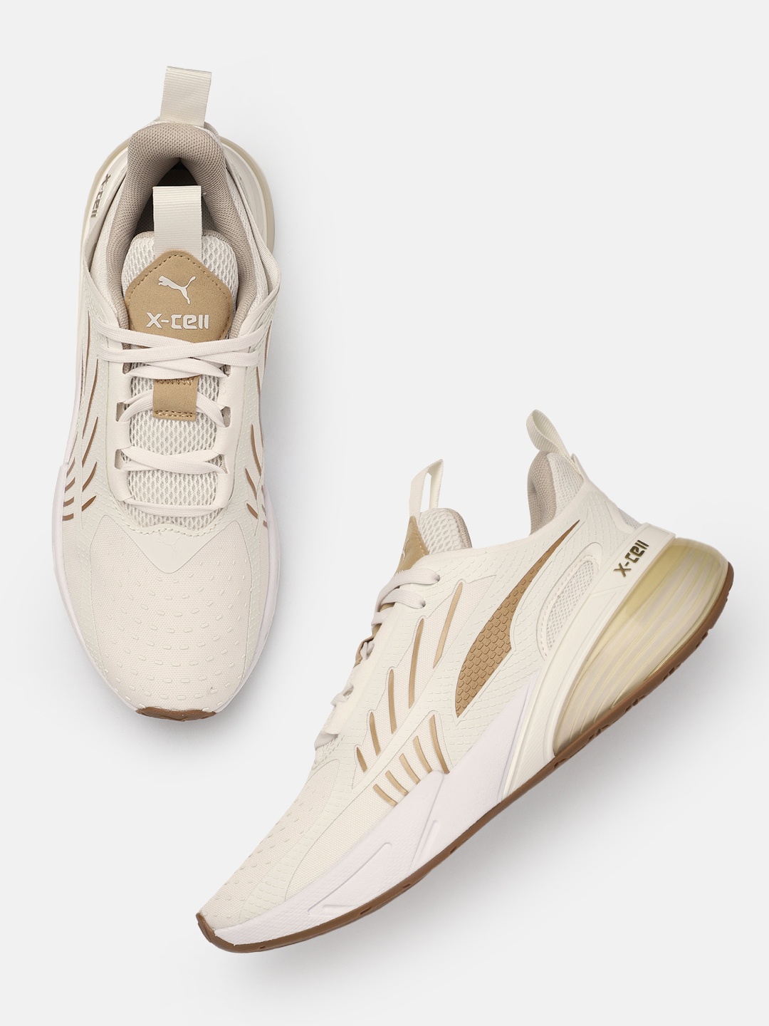 

Puma Women X-Cell Action Molten Running Shoes, Off white