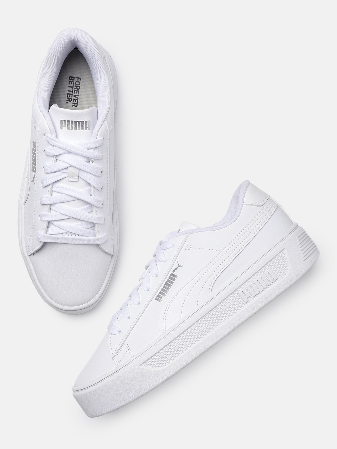 

Puma Women Solid Smash Platform v3 Leather Sneakers, White