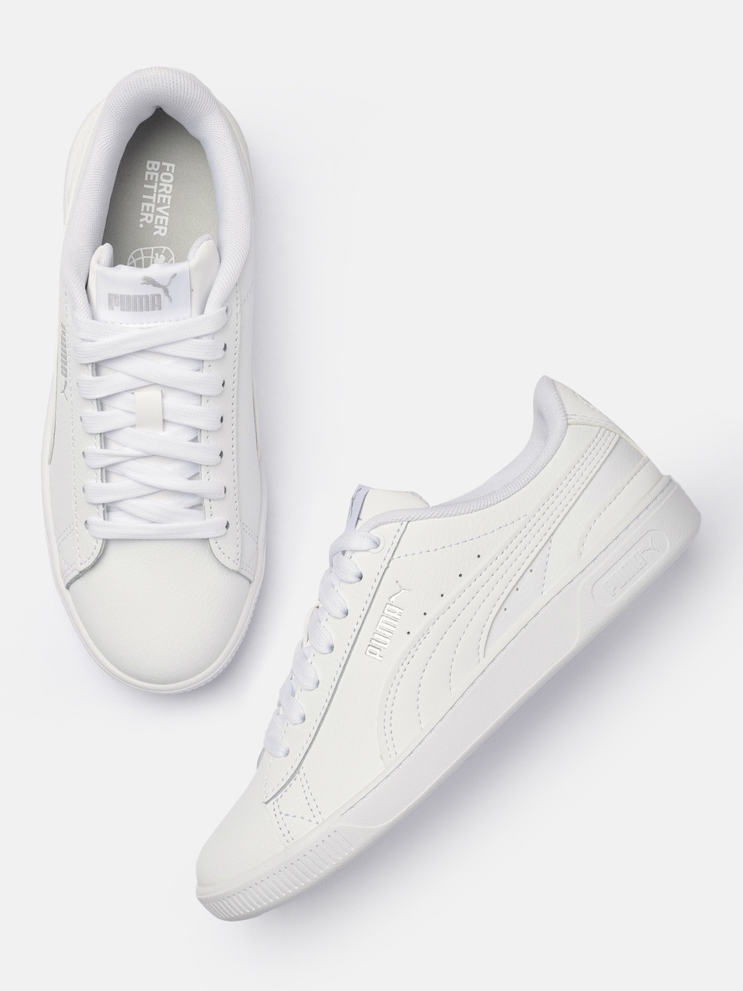 

Puma Women Vikky v3 Leather Sneakers, White