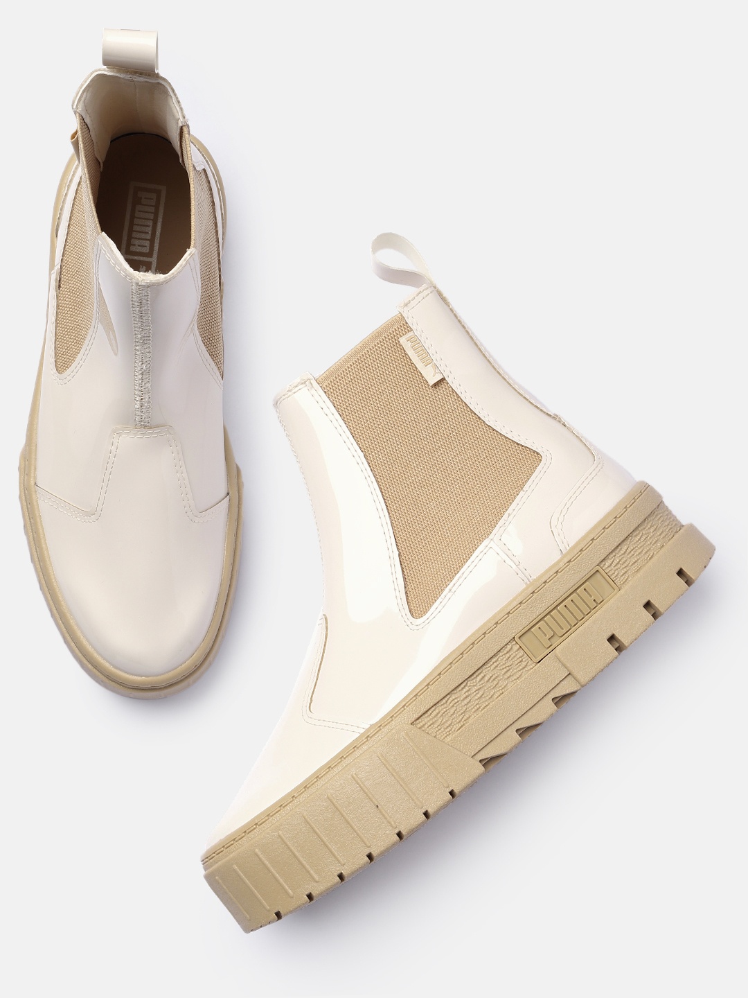 

Puma Women High-Top Chelsea Boots, Off white