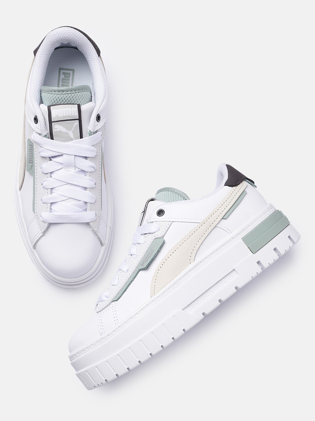 

Puma Women Solid Mayze Crashed PRM Leather Sneakers, White