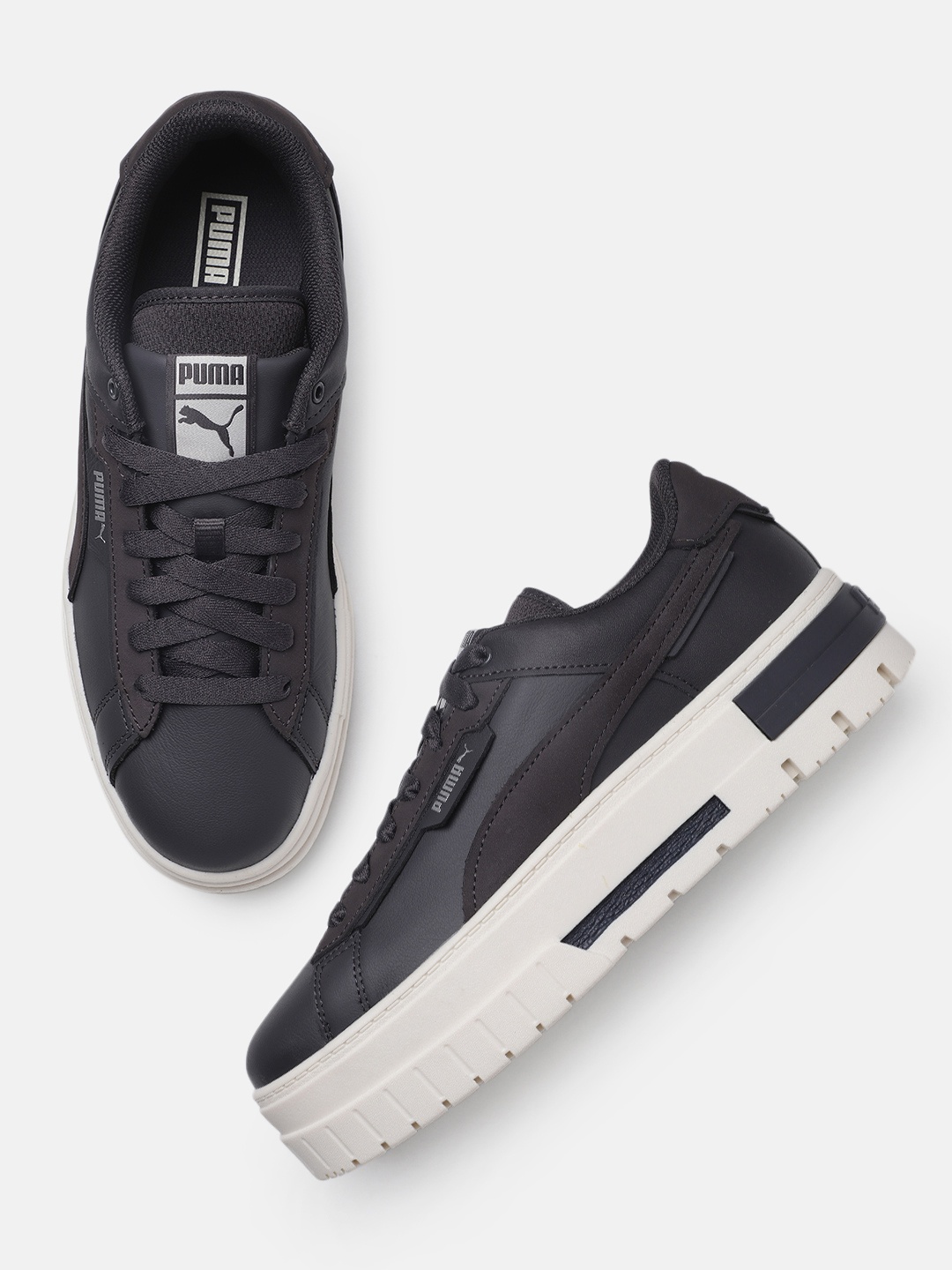 

Puma Women Mayze Crashed PRM Leather Sneakers, Grey