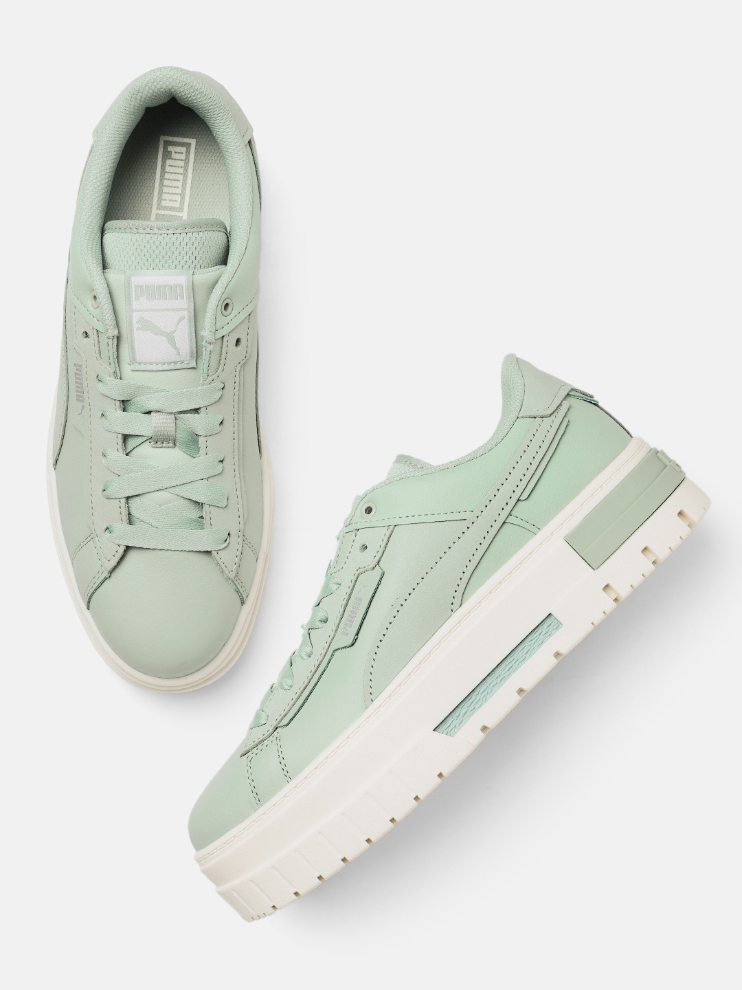 

Puma Women Mayze Crashed PRM Leather Sneakers, Green