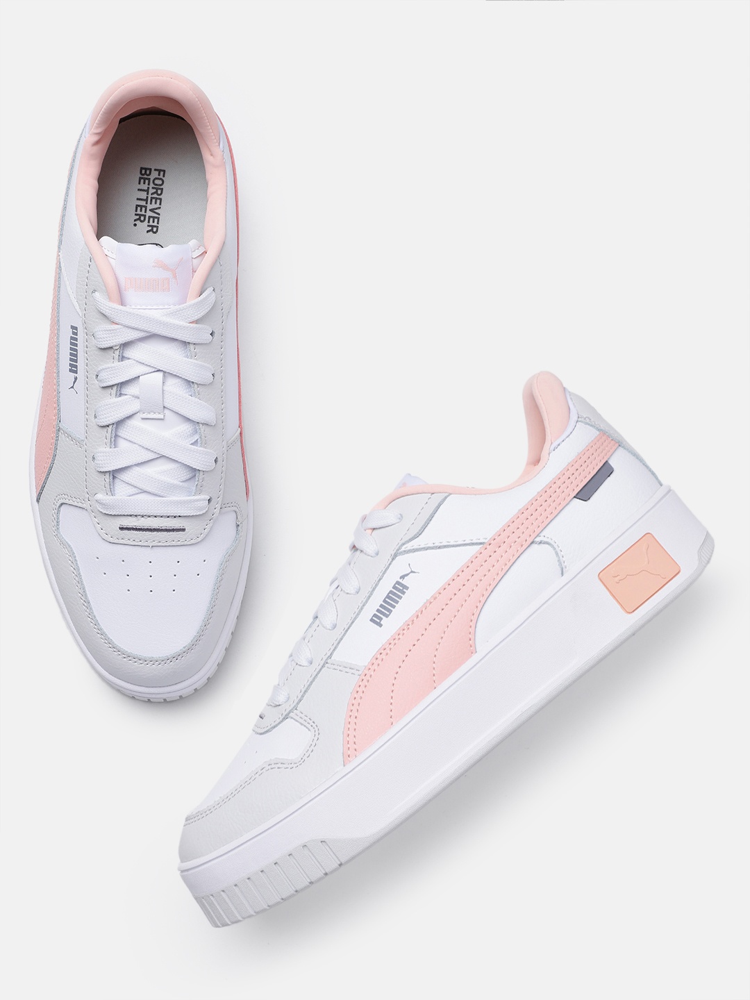 

Puma Women Leather Perforated Carina Street Sneakers, White