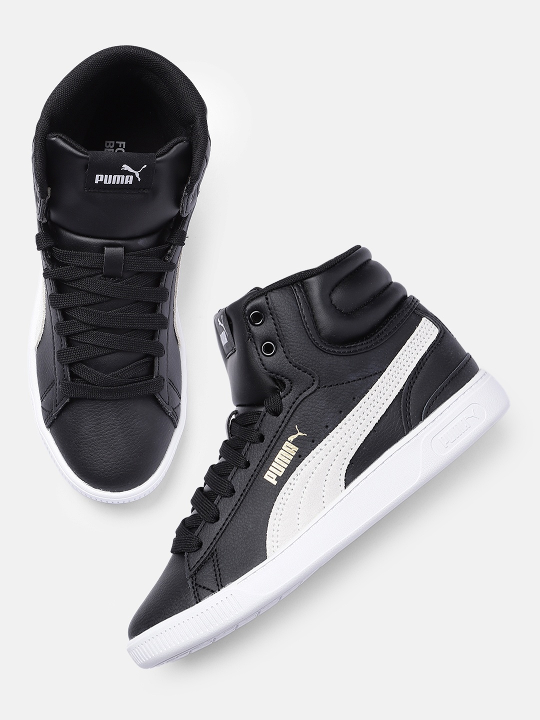 

Puma Women Leather Mid-Top Sneakers, Black