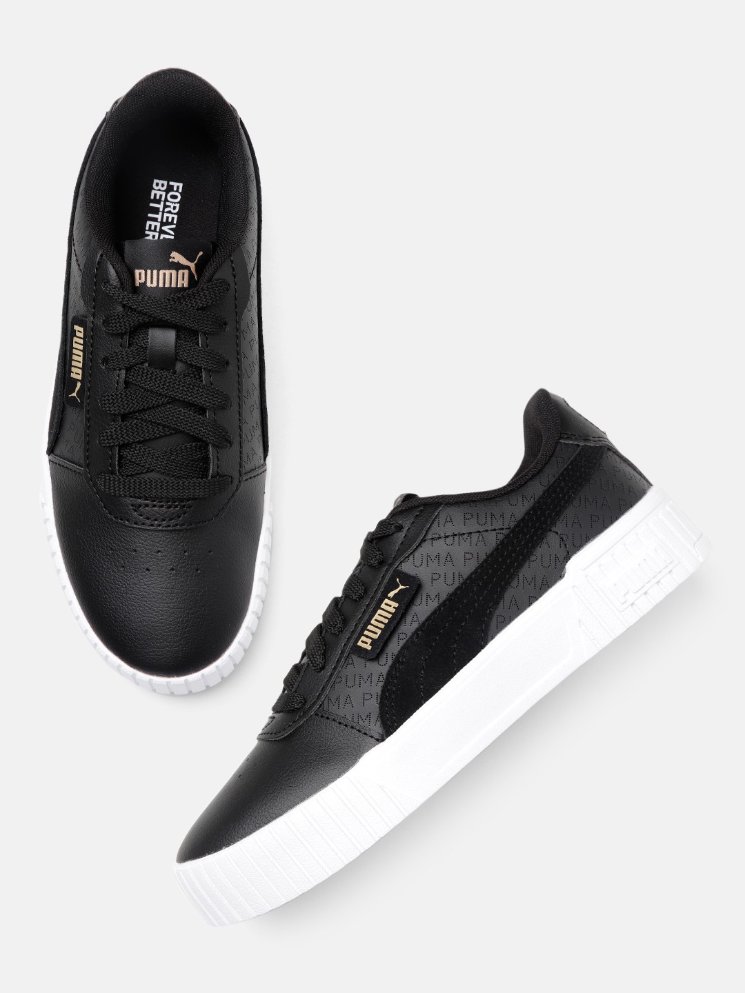 

Puma Women Carina 2.0 Logobsession Perforated Leather Sneakers, Black