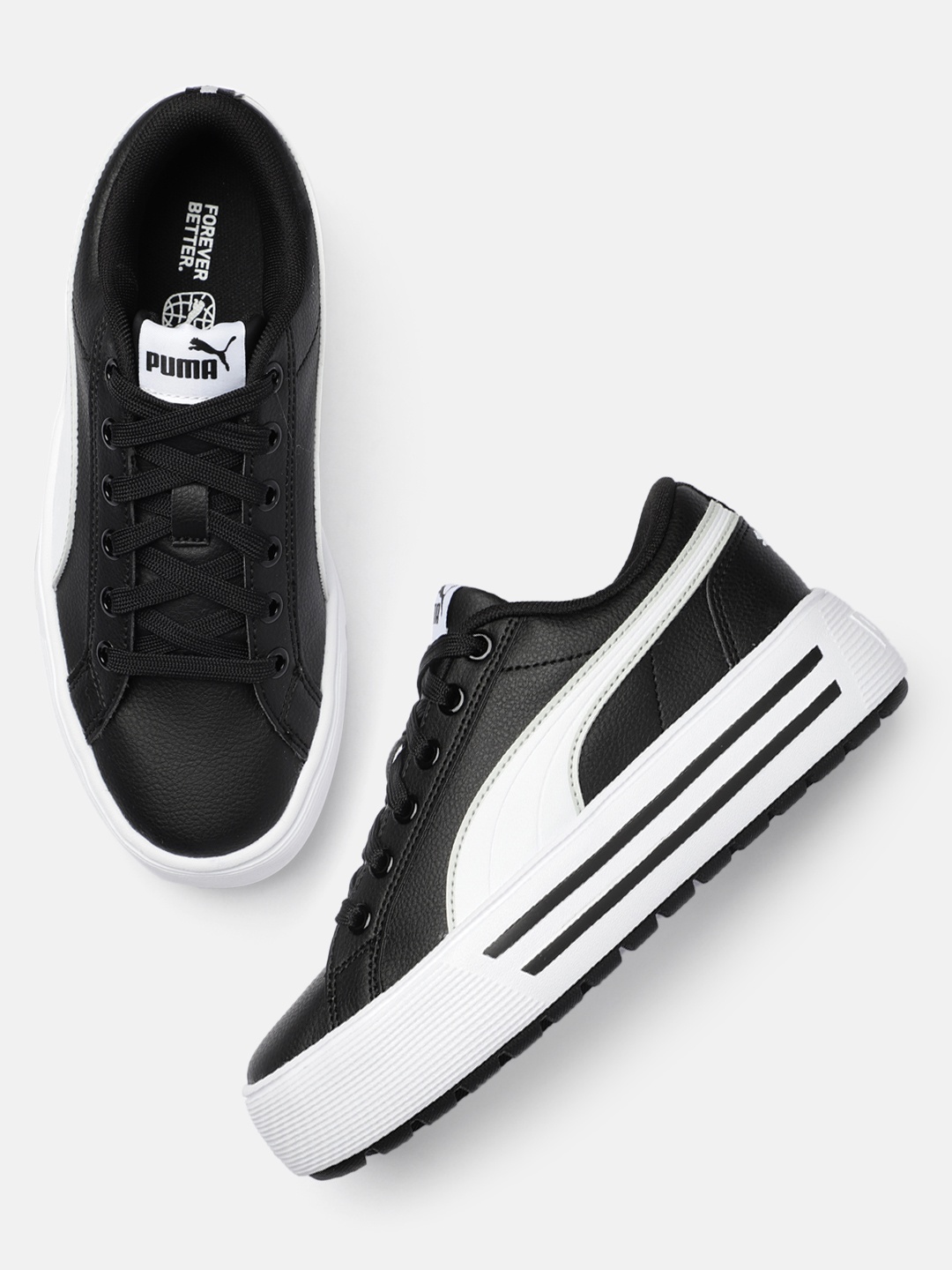 

Puma Women Solid Leather Kaia 2.0 Sneakers, Black