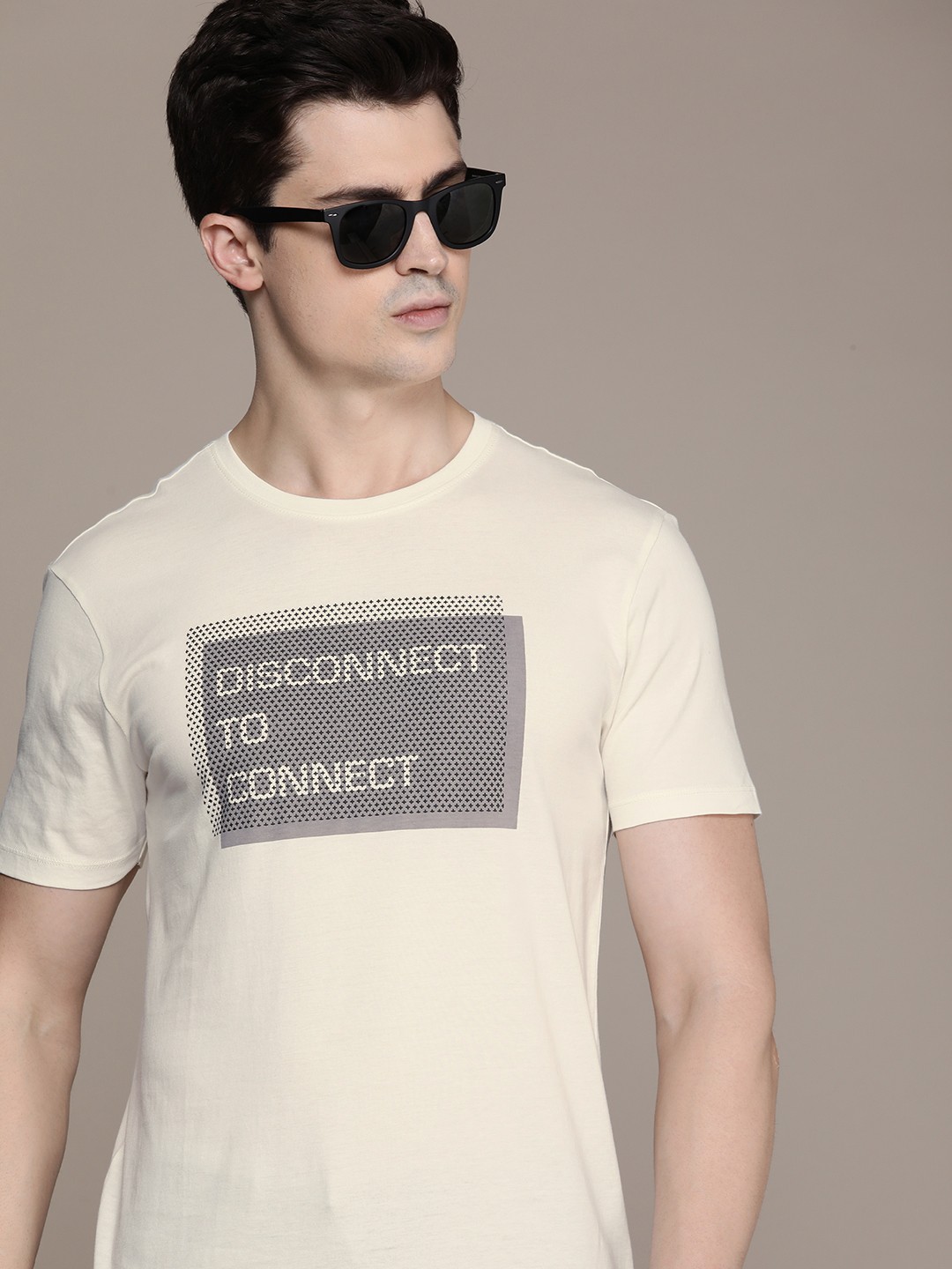 

French Connection Printed Pure Cotton T-shirt, Off white