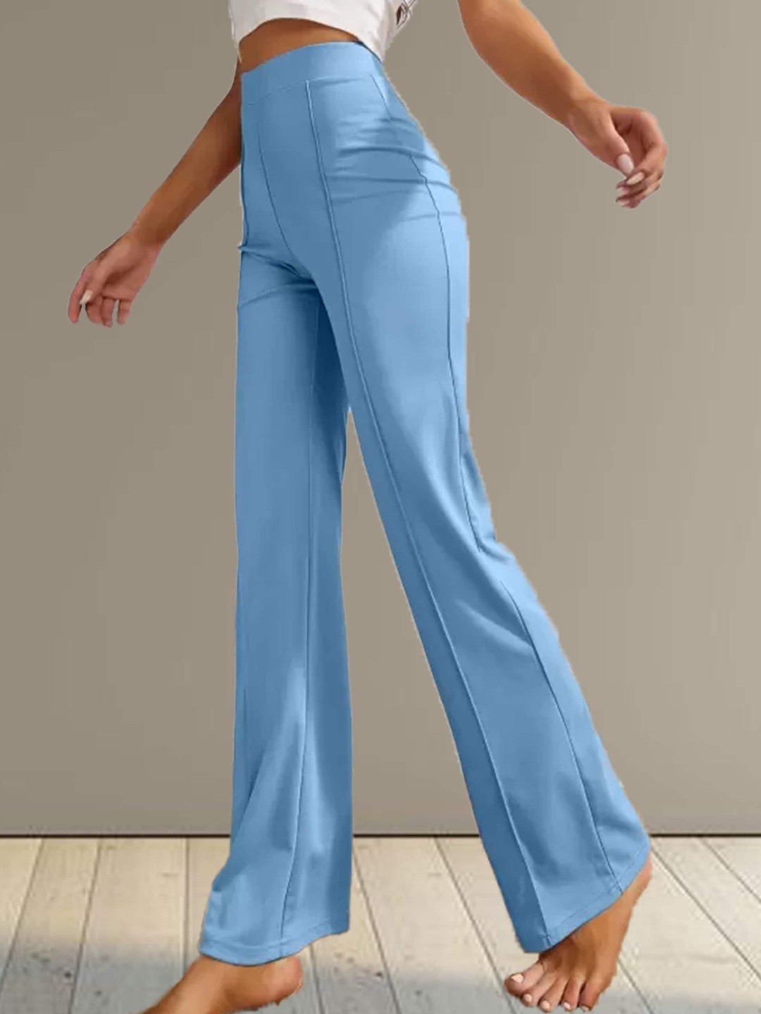 

N N ENTERPRISE Women Original High-Rise Trousers, Blue
