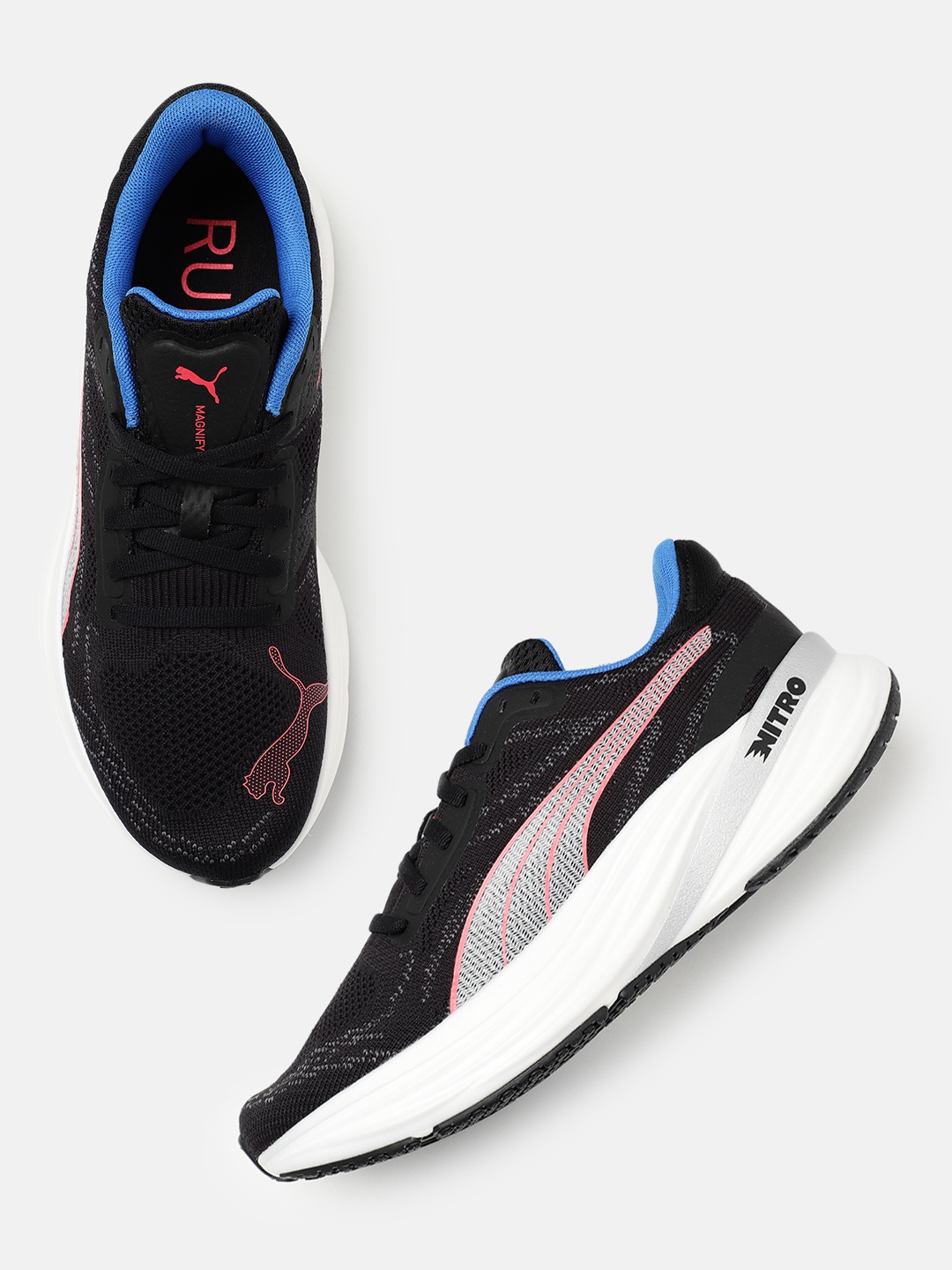 

Puma Men Magnify NITRO 2 Textile Running Shoes, Black