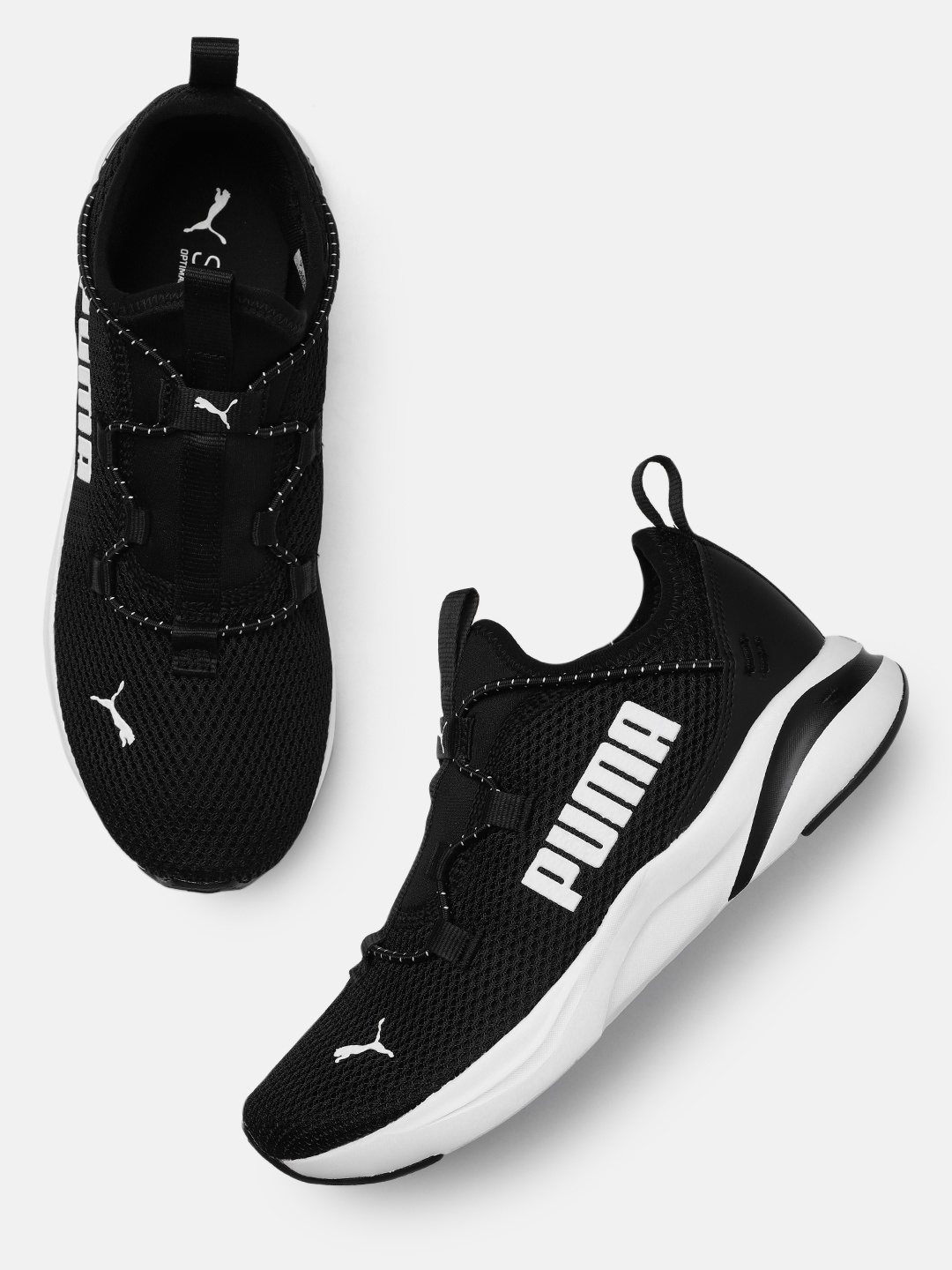 

Puma Men Textured Softride Rift Slip-On Bold 2 Road Running Shoes, Black