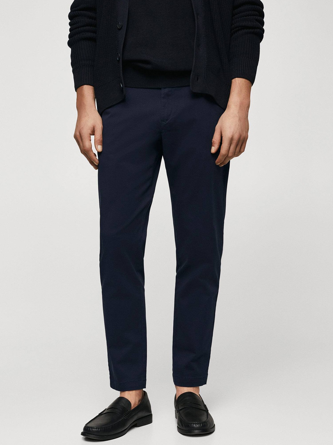 

MANGO MAN Tapered Fit Trousers, Navy blue