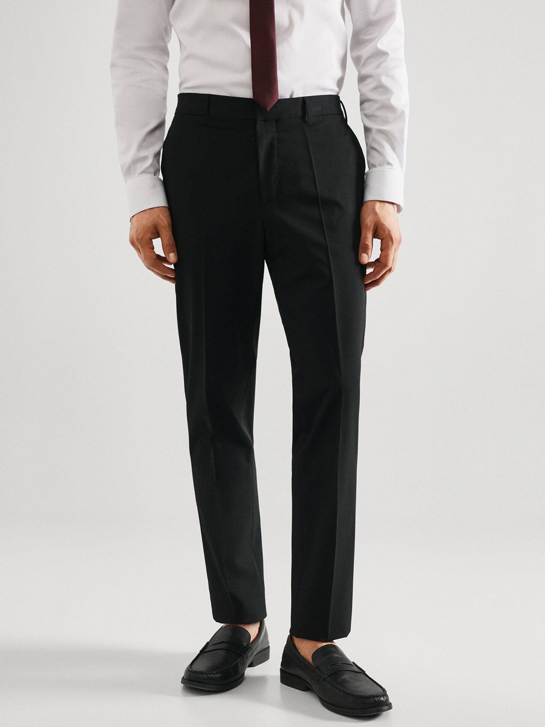 

MANGO MAN Slim Fit Formal Trousers, Black