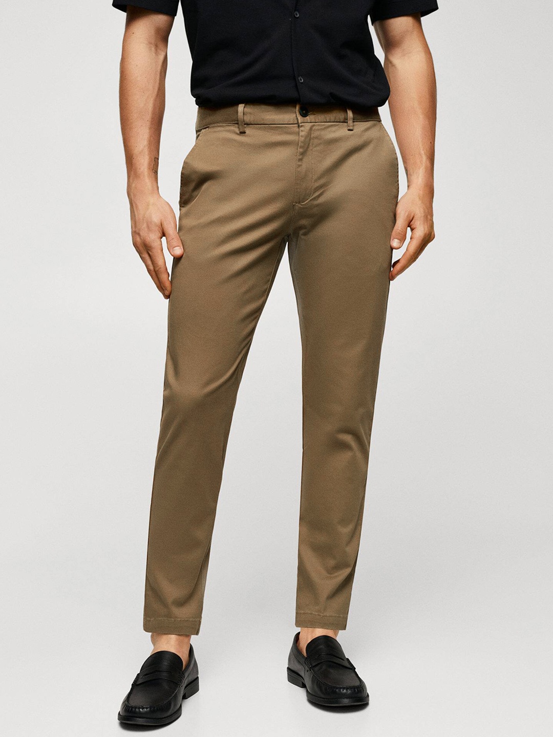 

MANGO MAN Tapered Fit Trousers, Mustard
