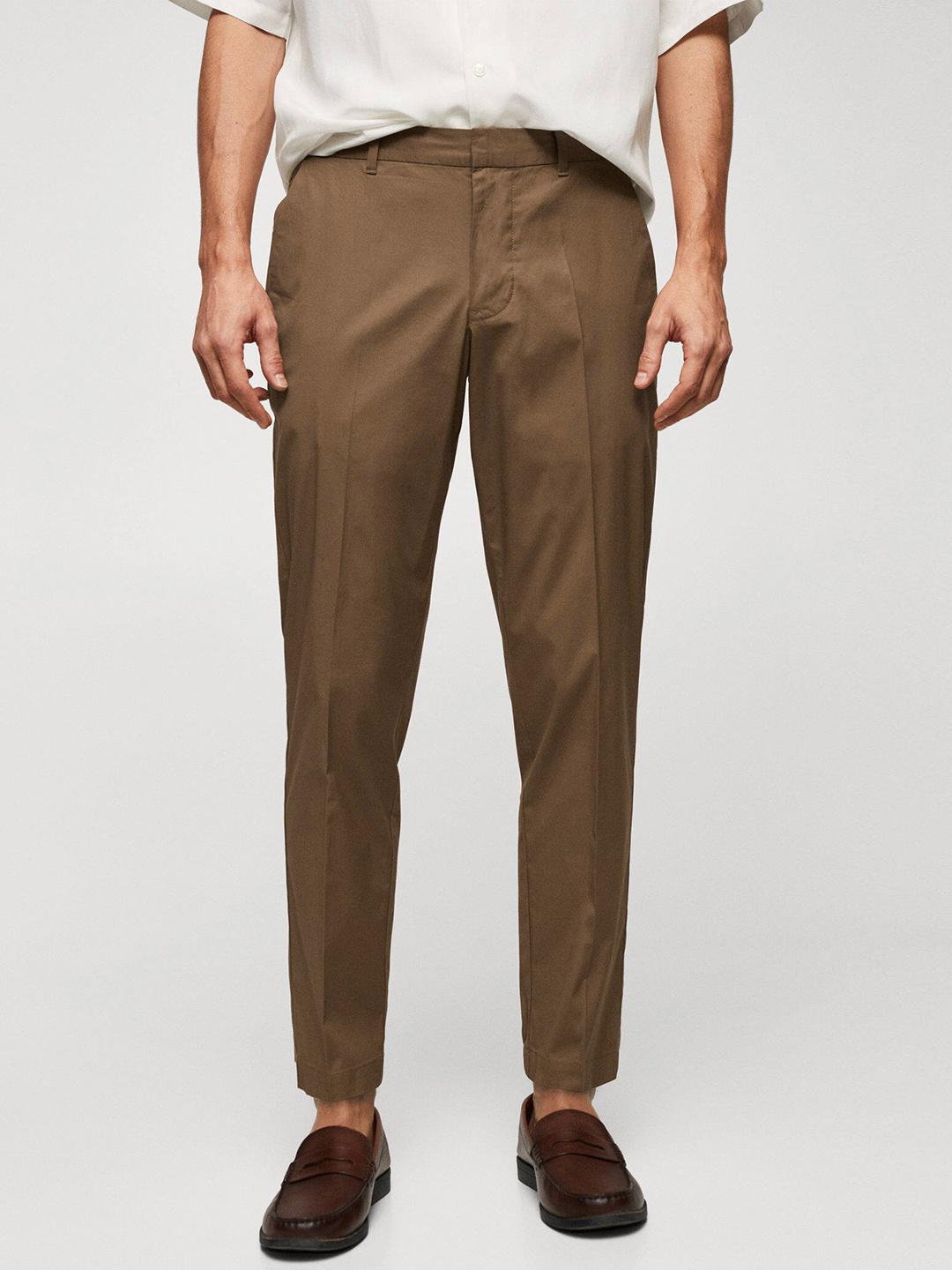 

MANGO MAN Slim Fit Pleated Trousers, Brown