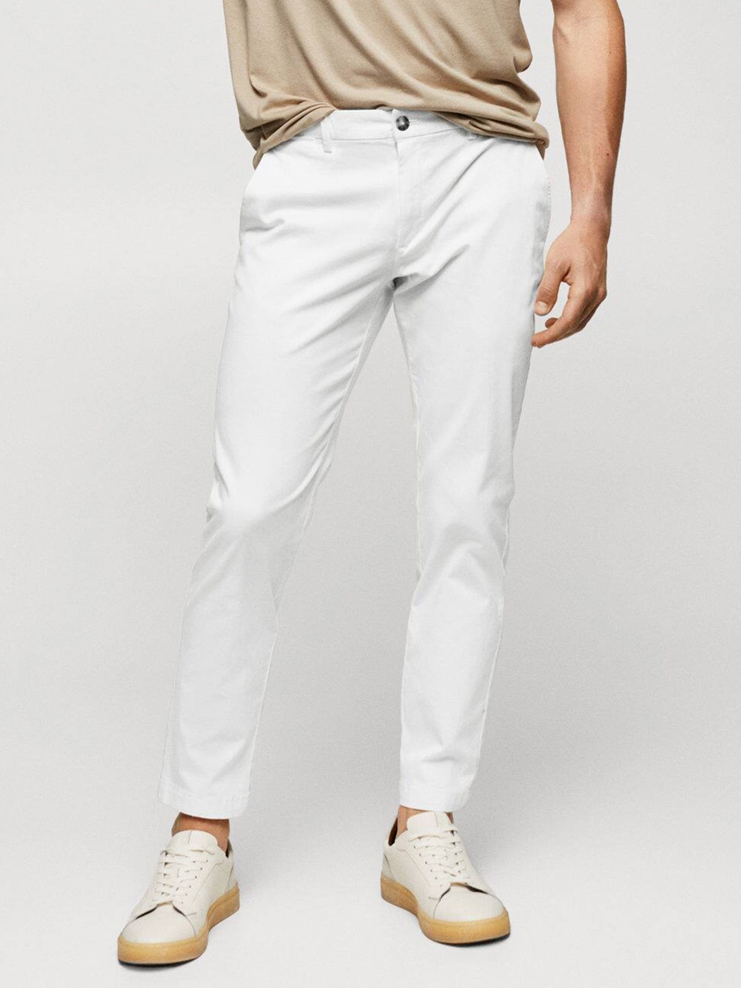 

MANGO MAN Sustainable Tapered Fit Chinos Trousers, White