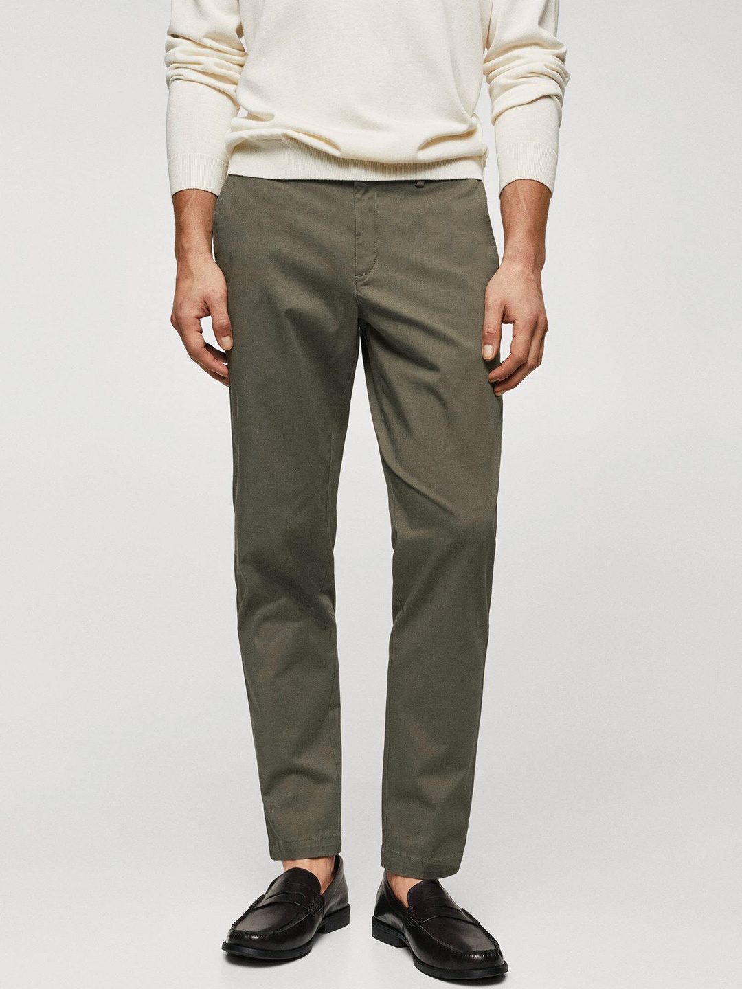 

MANGO MAN Tapered Fit Trousers, Olive