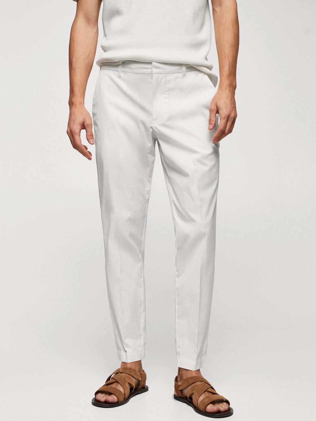 

MANGO MAN Slim Fit Pleated Trousers, White