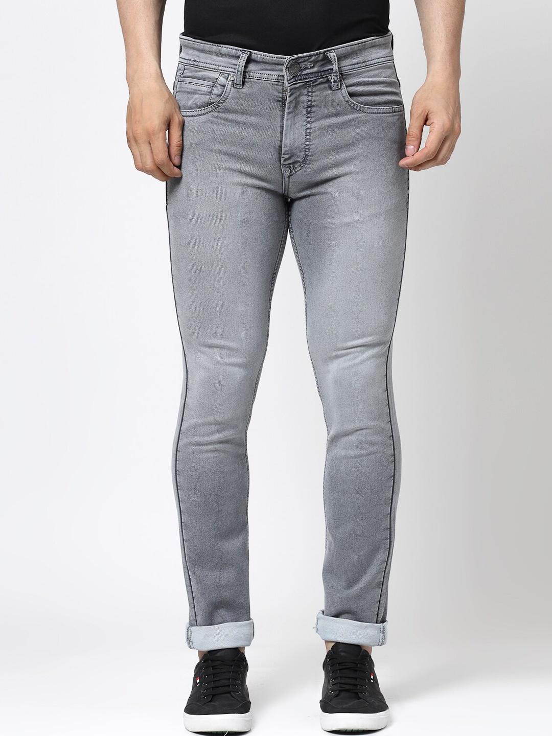 

TNG Men Mid Rise Clean Look Heavy Fade Slim Fit Stretchable Jeans, Grey