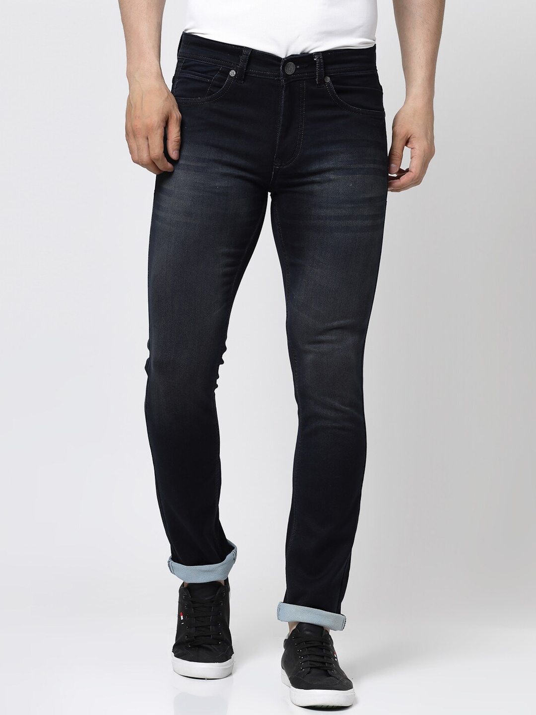 

TNG Men Mid Rise Clean Look Slim Fit Stretchable Jeans, Navy blue