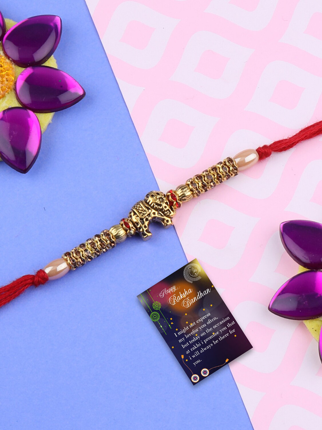 

Silver Shine Set Of 2 Bhabhi Bhaiya Rakhi, Red