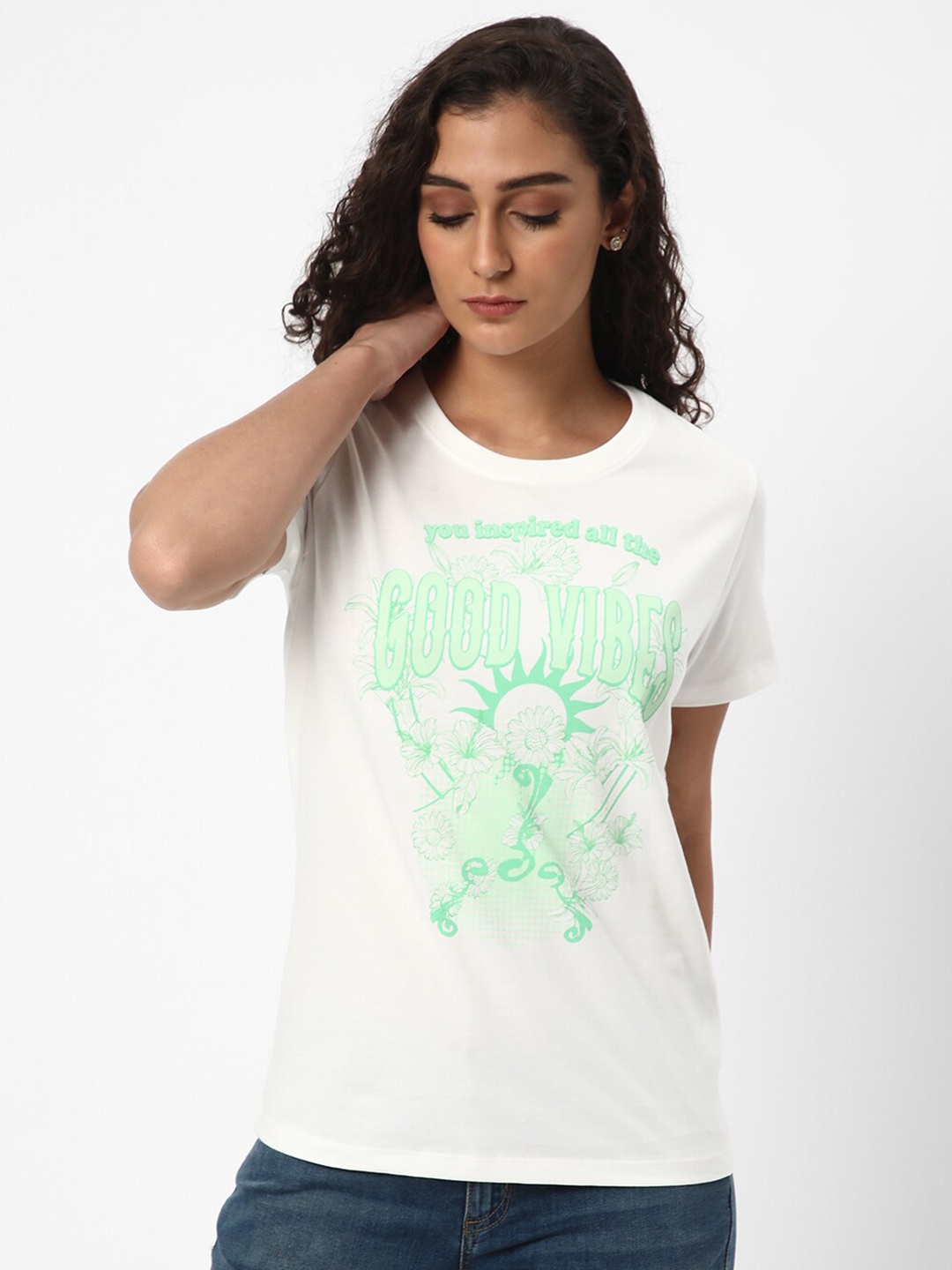 

R&B White Print Cotton Top