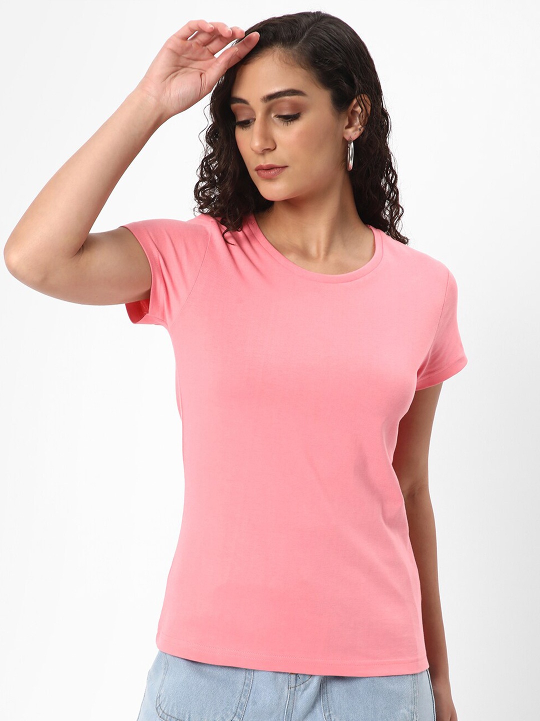 

R&B Round Neck Cotton Top, Pink