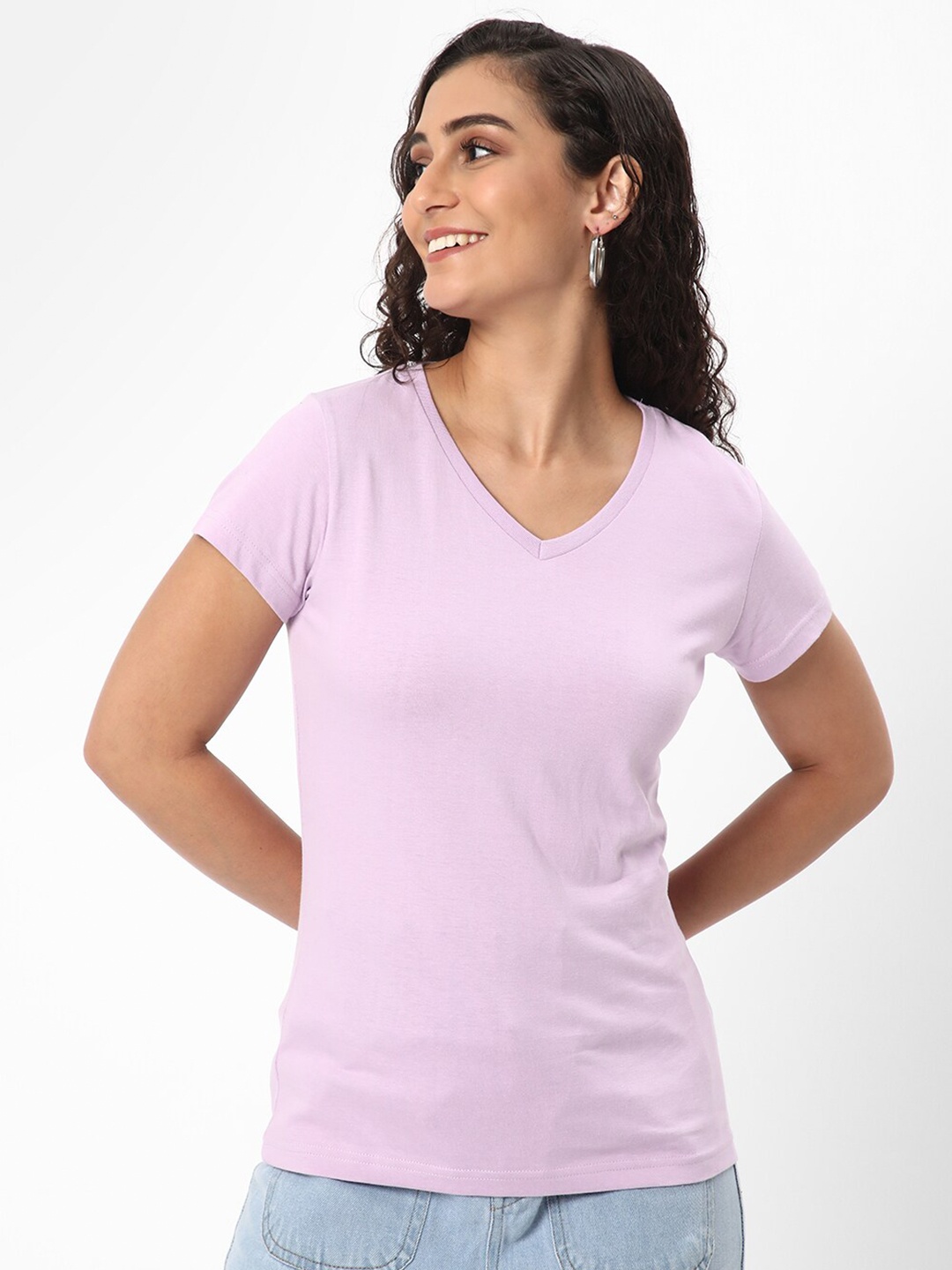 

R&B V-Neck Cotton Top, Purple