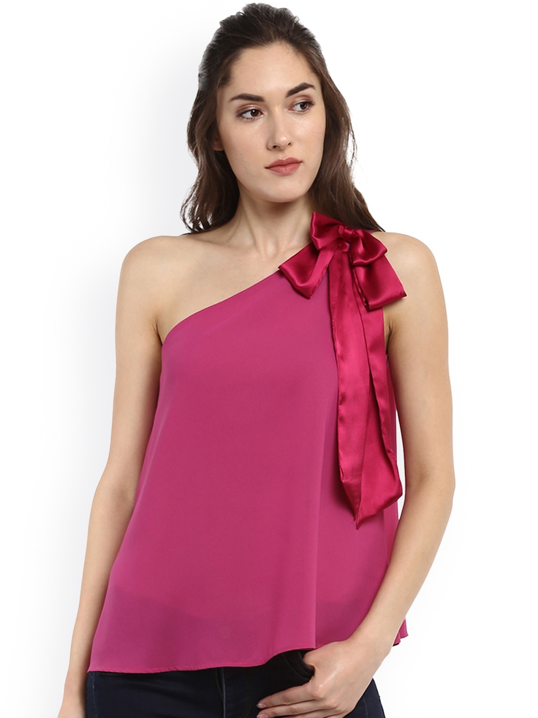 

Kazo Women Pink Solid A-Line Top