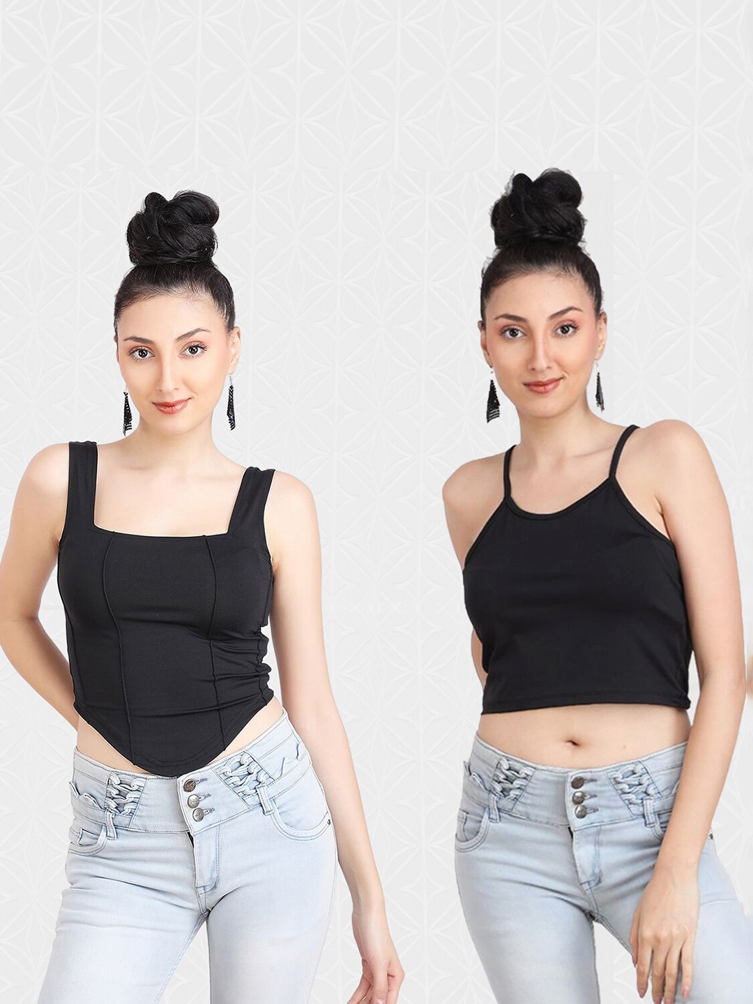 

Designer Bugs Pack Of 2 Crop Top, Black