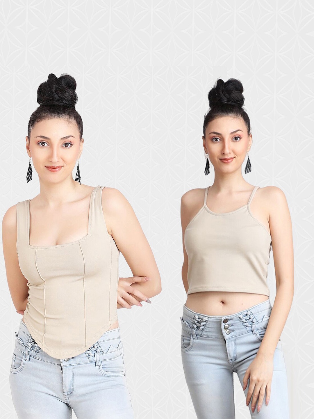 

Designer Bugs Pack Of 2 Crop Top, Beige