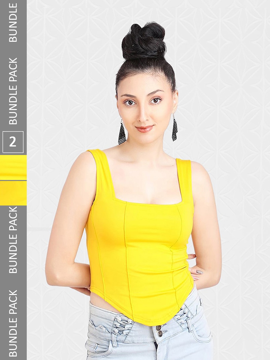 

Designer Bugs Pack Of 2 Crop Top, Yellow