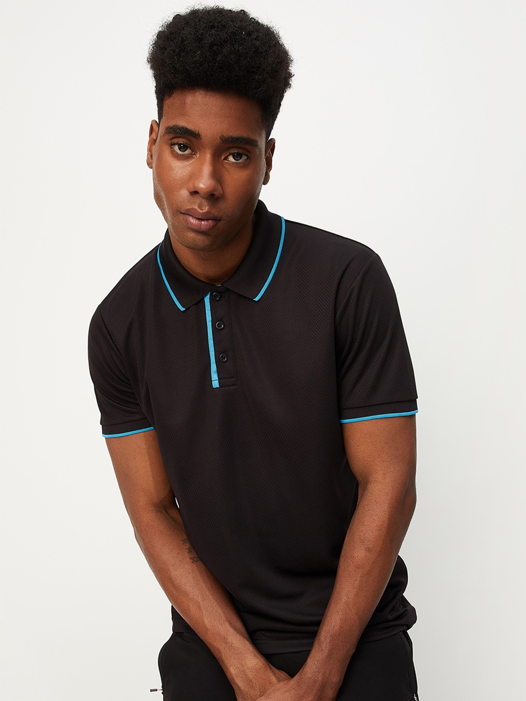 

max Polo Collar Casual T-shirt, Black