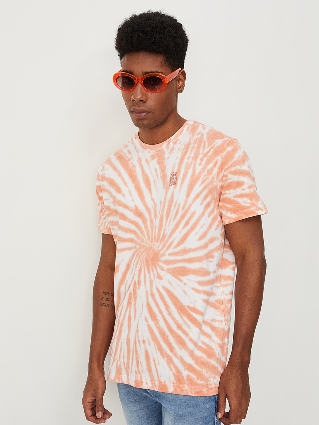 

max Tie & Dye Pure Cotton T-shirt, Peach