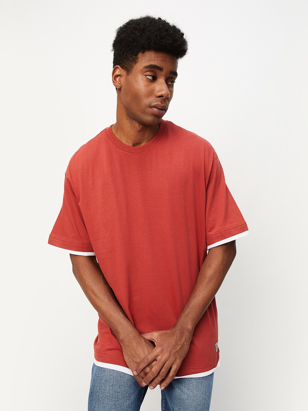 

max Cotton Round Neck T-shirt, Orange