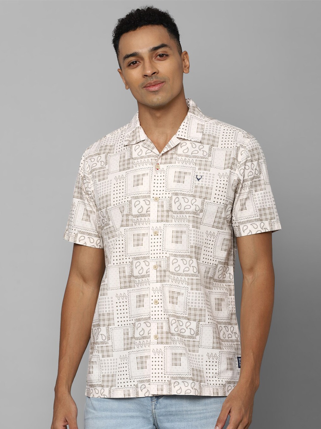 

Allen Solly Printed Cotton Opaque Casual Shirt, Beige
