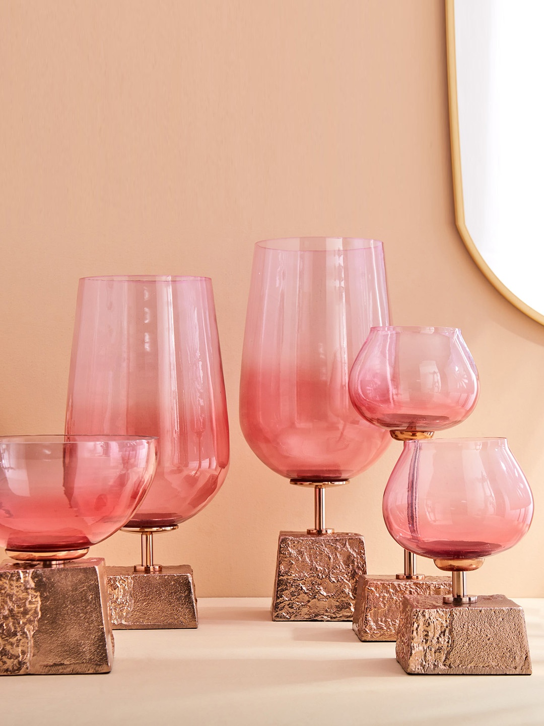 

Home Centre Splendid Terra Roza Pink Glass Pedestal T-Light Holder