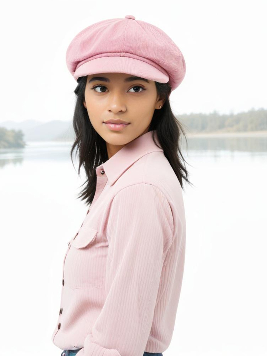 

CHOKORE Women Corduroy Beret Cap, Pink