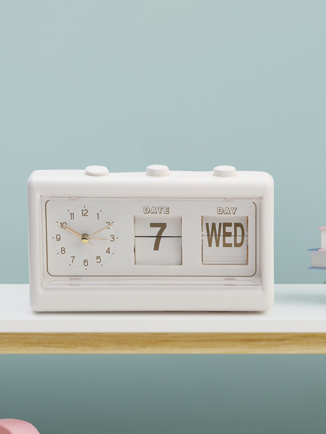 

Home Centre White Analogue Contemporary Table Clock