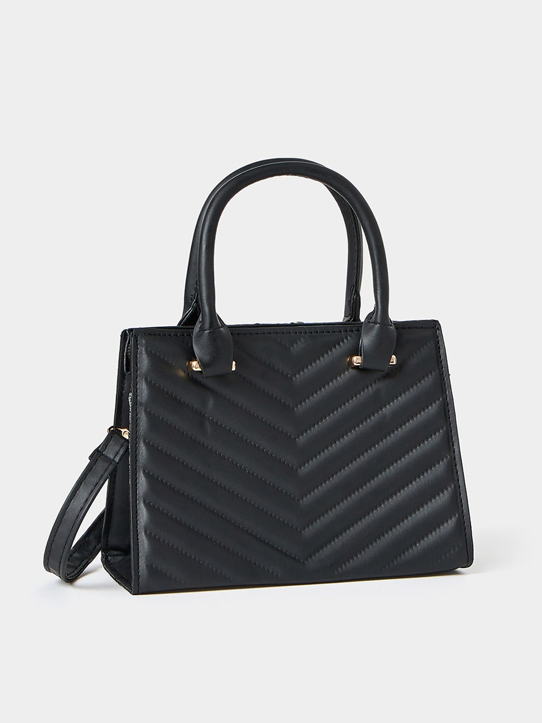 

Styli Black PU Structured Quilted Handheld Bag