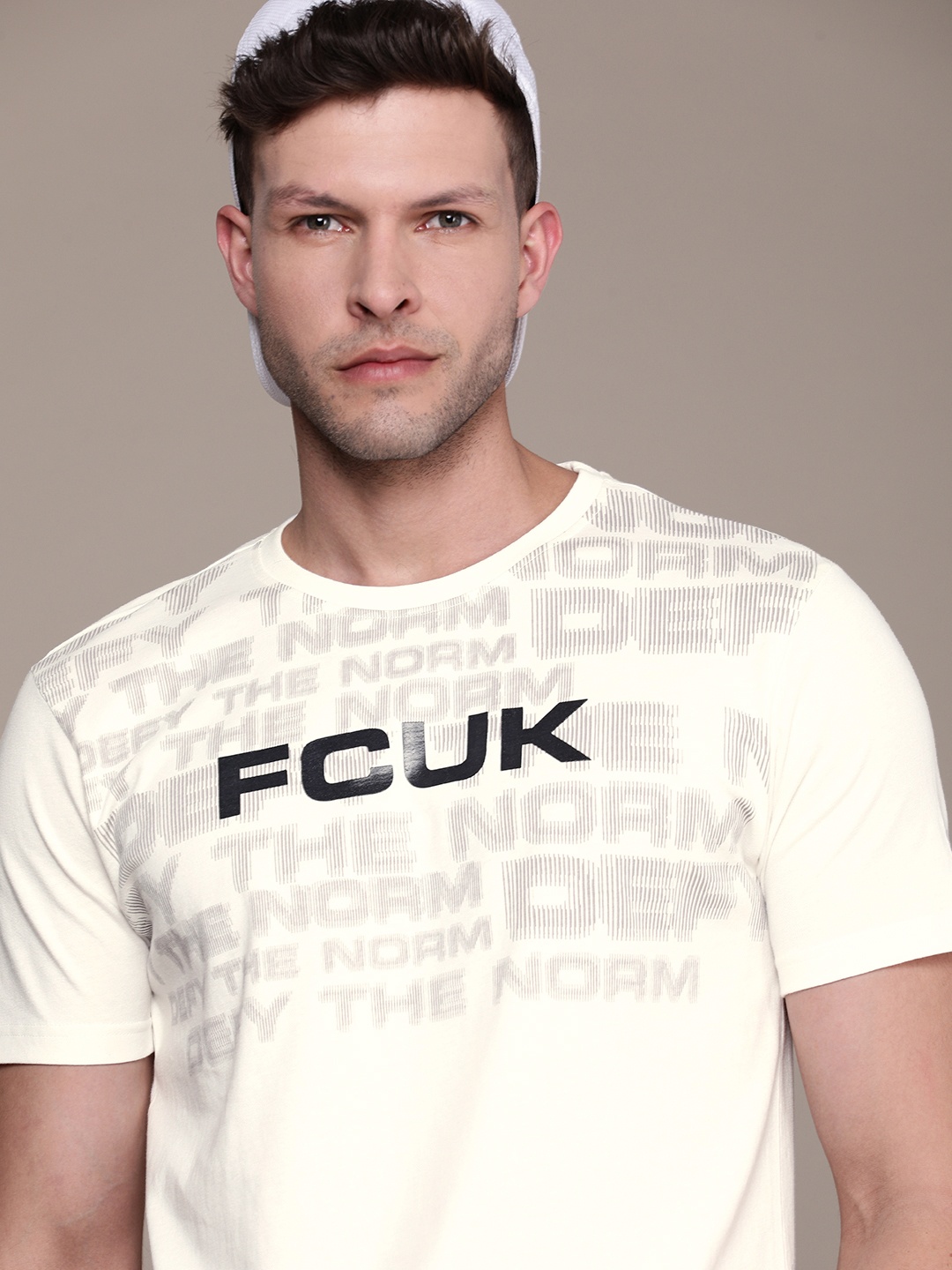 

FCUK Brand Logo Printed Pure Cotton T-shirt, White