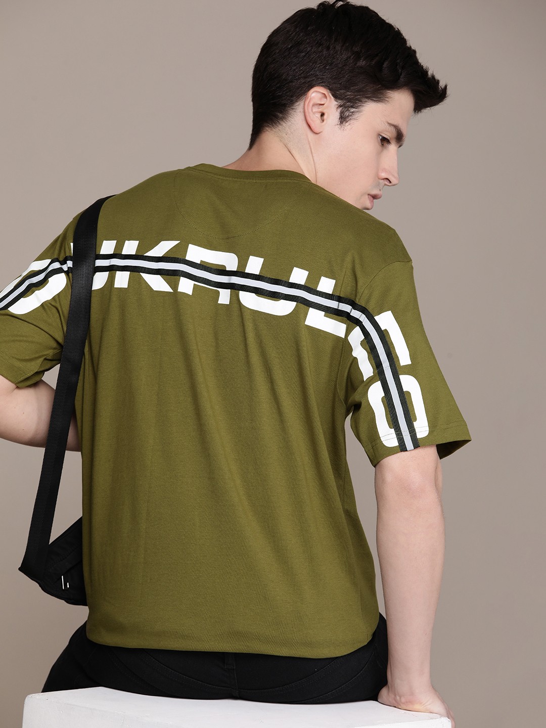 

FCUK Typography Printed Pure Cotton Oversized T-shirt, Olive
